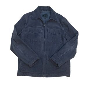 Men’s Corduroy Pocket Jacket Full Zip Navy Dark Academia Preppy Alt Grunge XS